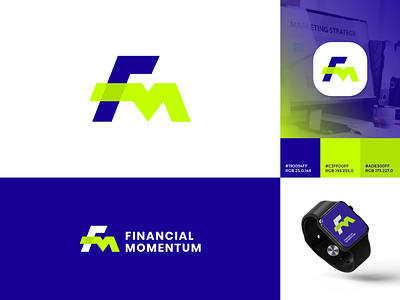 Lettermark F+M logos | Financial Momentul awesome logo branding colorful logo design financial graphic design letter fm letter fm logo logo logo design logos modern logo monogram logo
