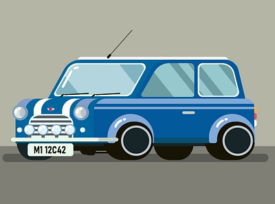 Mini Car in Blue Color adobe illustrator car illustration illustration art illustrator vector