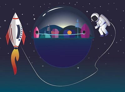 space station astronaut design illustration illustrator rocket space vector