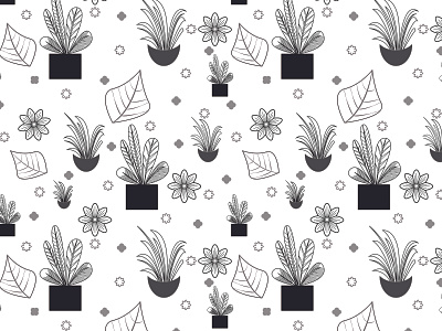 black and white planters seamless pattern