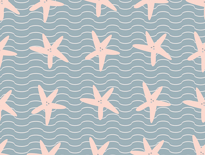 starfish with waves art background design cartoons cute animal design illustrator pattern repeat pattern sea seamless starfish textile pattern