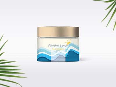 Product Label Design- BeachLove sunscreen adobe illustrator advertising branding cosmetic packaging label label designing logo marketing product branding product packaging visual identity
