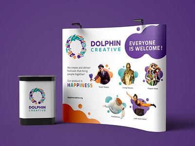 Dolphin Creative Trade Booth adobe illustrator adobe photoshop banner booth branded collage colorful corporate graphic design outdoor advertising print retouch trade show