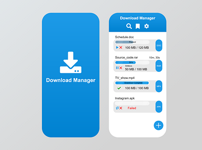 Download Manager UI adobe xd app design mobile app ui ui design ux