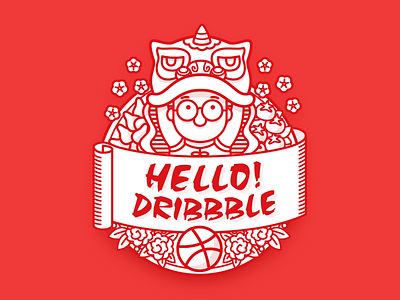 Hello Dribbble and Happy CNY dribbble first hello illustration shot