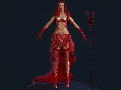 Red Witch 1 3d modeling character design concept art rendering texturing zbrush