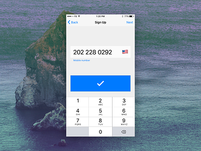 Sign Up 001 dailyui form ios ios 9 iphone number pad phone number sign up