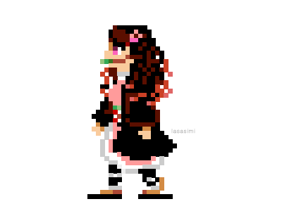 Nezuko - idle (Kimetsu no Yaiba Fanart) animated gif fanart pixel pixelanimation pixelart