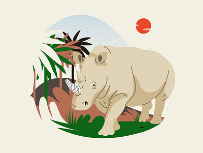 Endangered animals animals environment graphic illustration pastel planet protect rhino species vector