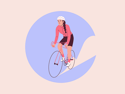 Cycling badge bike biker character cycling graphic icon illustration pastel vector web woman women