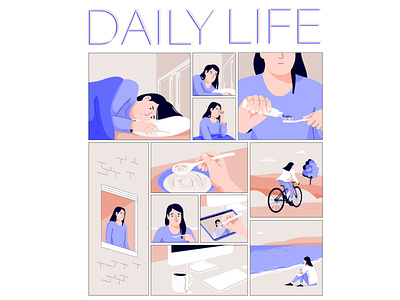 Daily life character comic comic art comics comicstrip graphic illustration pastel people vector web woman