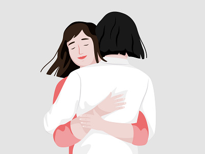 Friends character friends girls hug illustration love women