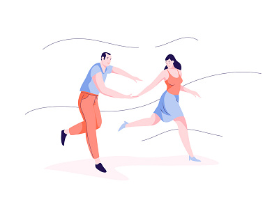 Dance app character couple dance illustration mobile vector women