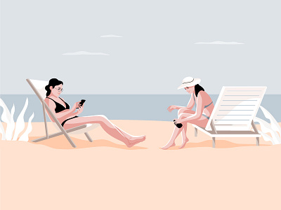 Sunbathing character graphic illustration pastel summer sunbathing vector women
