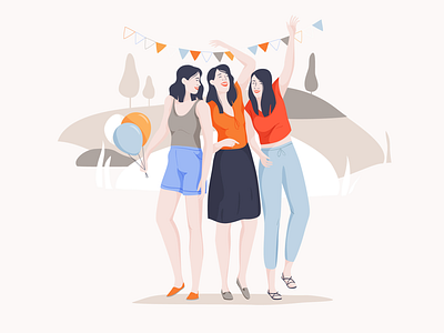 Festival season festival fun girls illustration party summer vector