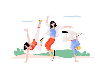 Let's dance breakdance character dance graphic illustration nature outdoor people vector