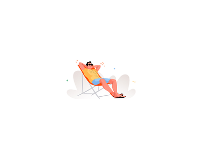 Happy weekend beach character illustration lounge man relax vector weekend