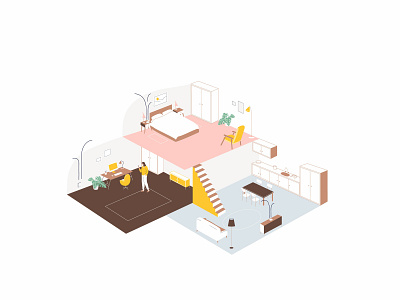 Wifi app bedroom character connection house illustration pastel vector wifi woman