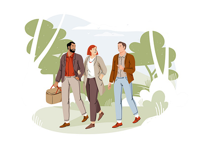 Picnic character editorial graphic illustration mobile nature park people picnic vector