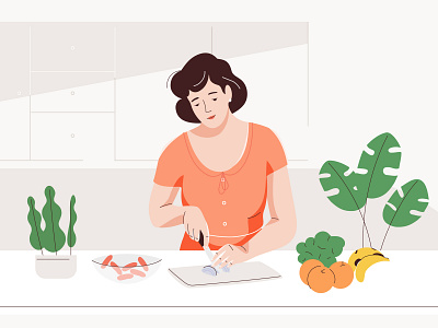 Cooking character cooking graphic illustration ingredients kitchen pastel recipe vector woman