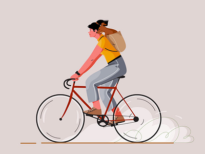 Cycling animal bicycle bike character cycling dog girl graphic illustration pastel vector woman