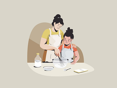 Cooking app character cooking girl graphic illustration kitchen mobile pastel people vector web woman