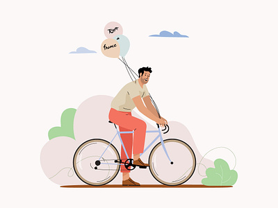Tour de France bicycle bike character cicling cycle illustration man pastel race vector