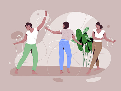Dance character dance design graphic illustration pastel people plant vector woman women