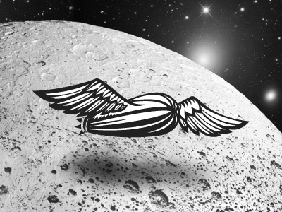 space+ego_2___logo_design animal bird branding ego id identity illustration logo logo design moon owl planet space stars symbol texture textured wings zeppelin