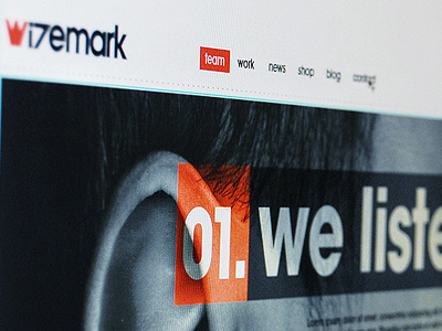 Wizemark site black design grid orange portfolio web design