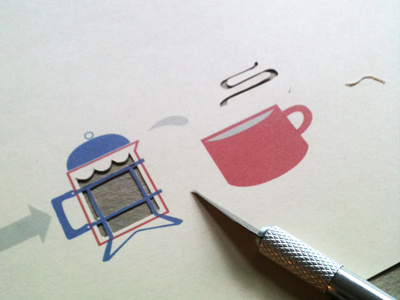 The Design Process cardstock coffee cut paper french press manilla paper vector xacto