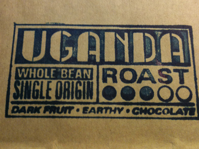 Origin stamp (unused) coffee cupping custom type kraft labeling lettering roast stamp typography uganda