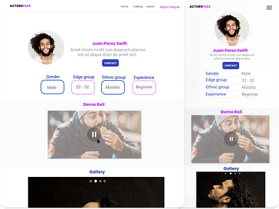 Juan ActorsFiles profile actors design porfile ui ux