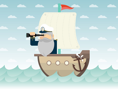 ahoy! boat flat icon illustrator marine minimal ocean sailing sea vector vectorart