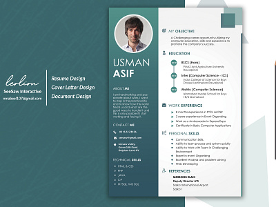 Resume Design | Sea Green cv design illustrator photoshop resume resume design typography