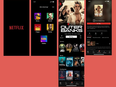Netflix app colorful creative design films netflix and chill uiux ux design