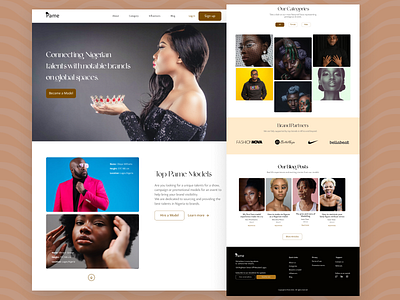 Pame - Modelling and Talent Agency landing page minimal design modelling website talent agency uidesign uiux