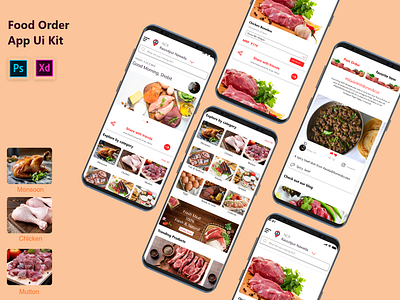Food OrderApp Ui Kit fish home delivery homepage marketing meat online order
