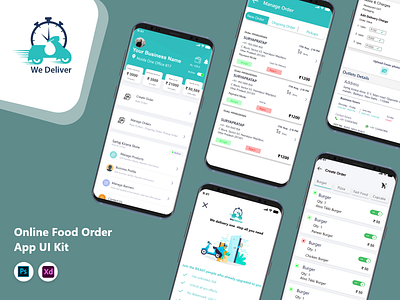 Online Food OrderApp UI Kit create order food online food app online shop order tracking zoomto