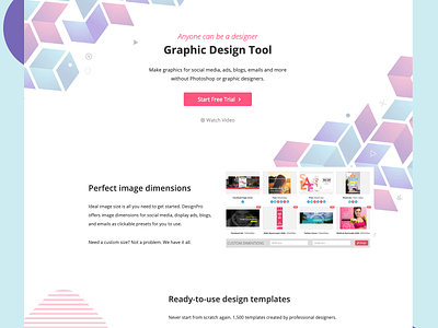 Landing page - graphic design tool for non-designers