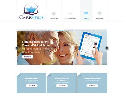 CareSpace HOMEPAGE design home screen icon minimal type typography ux web website