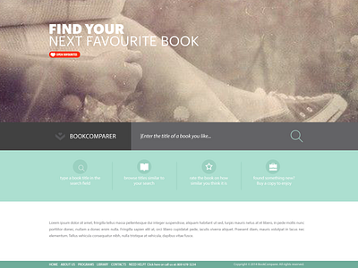 v2 book website design home screen minimal ux web website