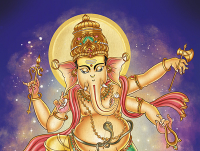 Lord Ganesha in Chitrasutra | Indian folk art chitrasutra digital art digital painting graphic design illustration indian illustator indian mythology studio aprameyah
