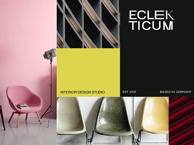ECLEKTICUM interior studio branding design furniture graphic design identity interior logo logotype pink studio yellow