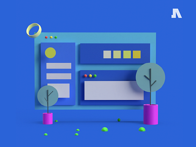 Website Simple 3D Illustration