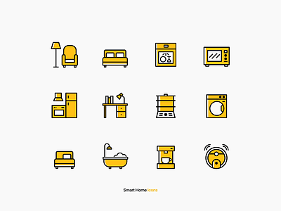 Smart Home Icons electronic devices icons outline smart home ui vector yellow