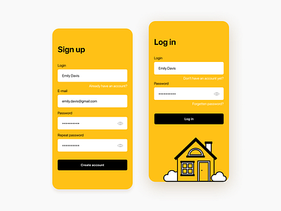 Smart Home Mobile Application home mobile app mobile application smart home ui ux vector yellow
