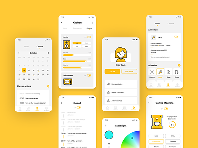 Smart Home Mobile Application home smart home ui ux vector yellow