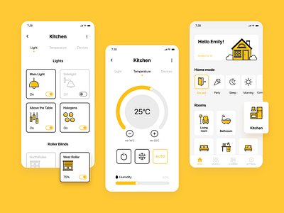 Smart Home Mobile Application home mobile app mobile application smart home ui ux vector yellow