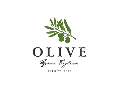 VINTAGE ILLUSTRATION OLIVE ELEMENT oil